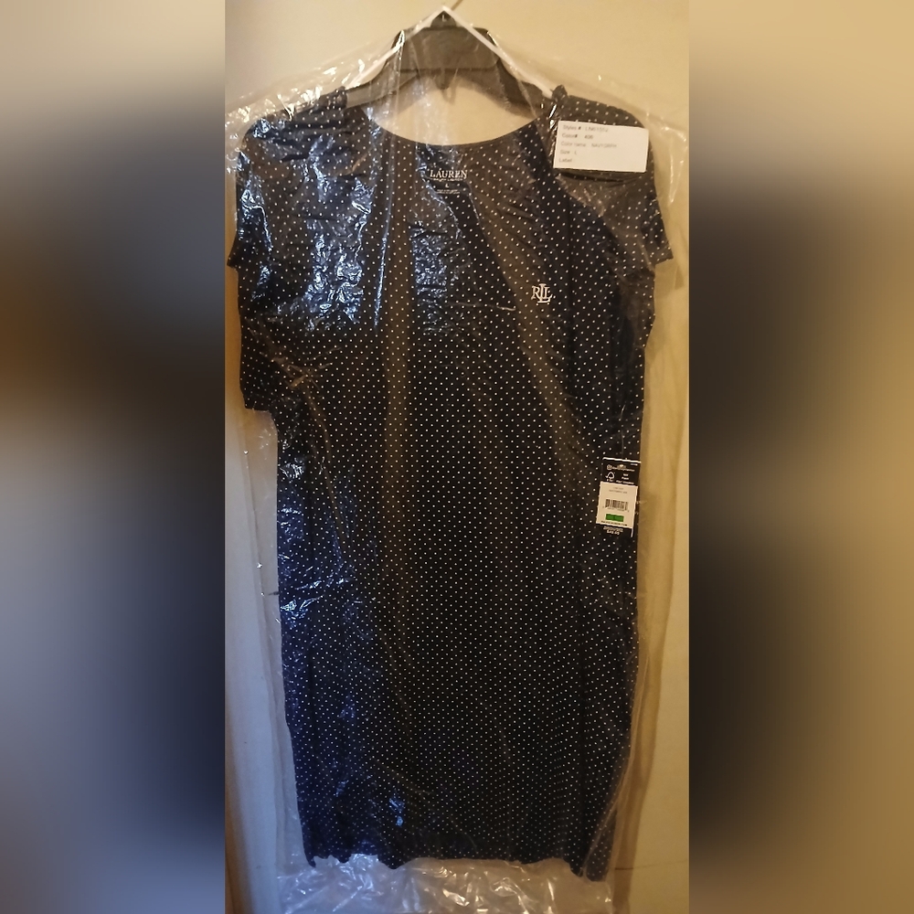 Ralph Lauren Navy Blue Polka Dot Dress